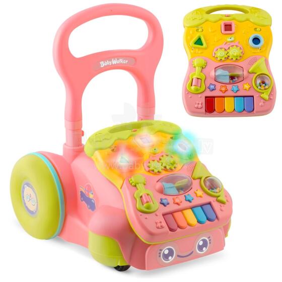 Izglītojošs staigājamais ratiņš ar mūziku 2in1 RK-744 Ricokids rozā