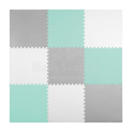 Liels putu puzles paklājs Ricokids 180x180cm 9 gabali pelēki-turkozi