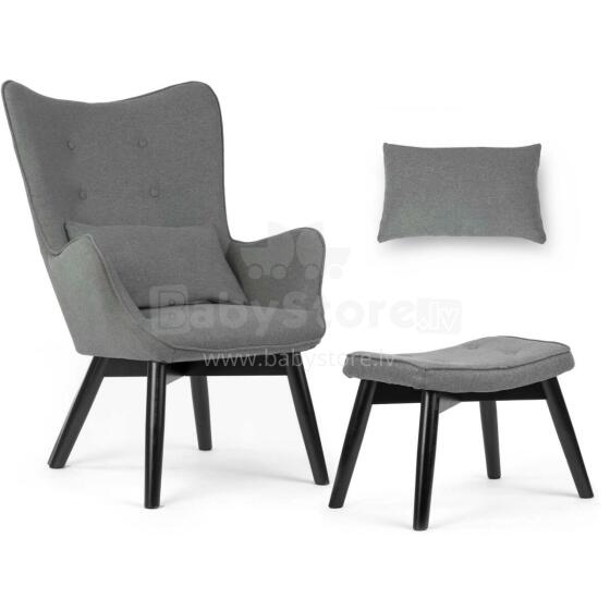 Norse Gray Wingback Chair with Ottoman