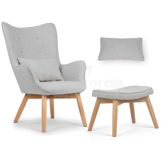 Wing chair with footrest Norse light gray