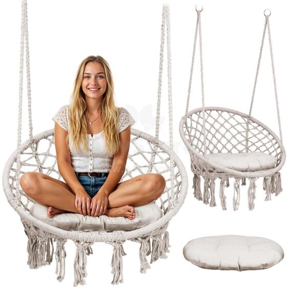 Karājošā dārza krēsla šūpulis BOHO bēšs