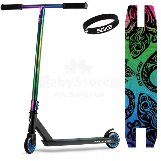 SOKE EVO Ielas Melnais Varavīksnes Stunt Scooter