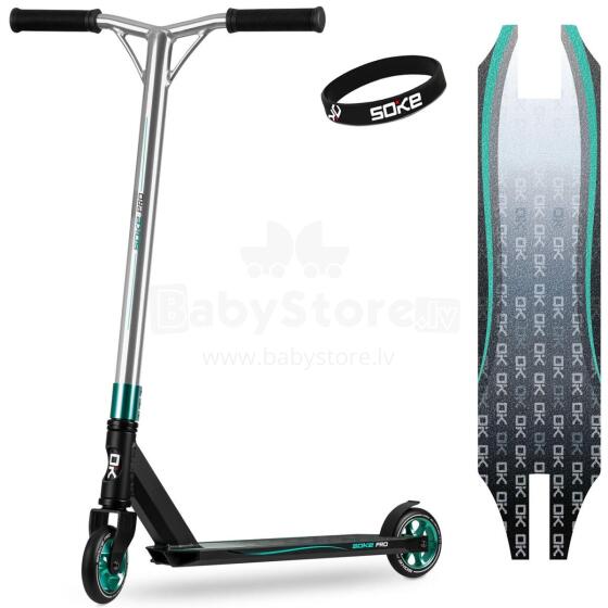 SOKE PRO Stunt Scooter Sudraba-Turkozi