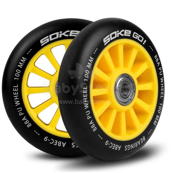 Scooter Wheels 100 mm Yellow 2 pcs