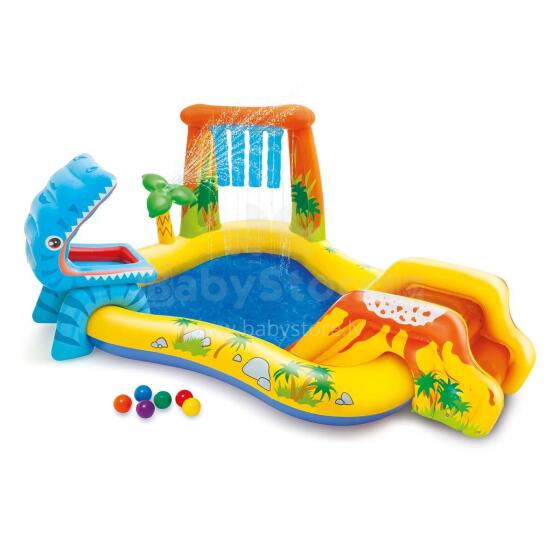 Dinozauru rotaļu laukums ar slaidu 249 x 191 x 109 cm INTEX 57444