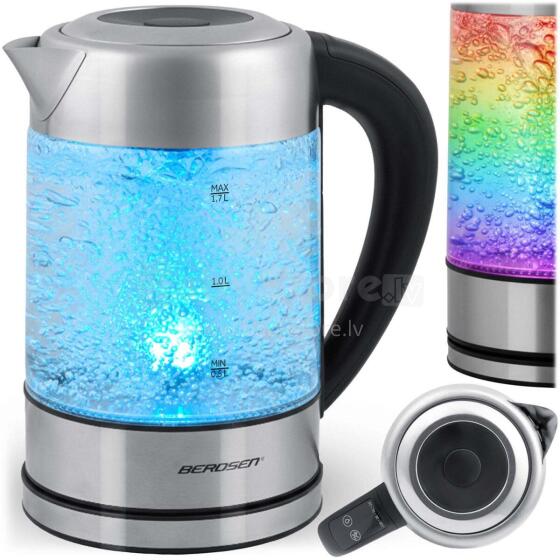 Stikla elektriskā tējkanna ar temperatūras kontroli 1.7L 2200W Berdsen BD-714
