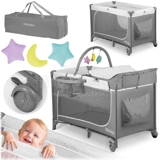 Travel Crib 125x65x78cm RK-241 Gray