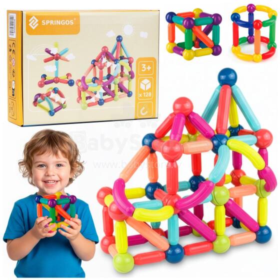 Magnetic Building Set 128 Pieces Springos KG0050