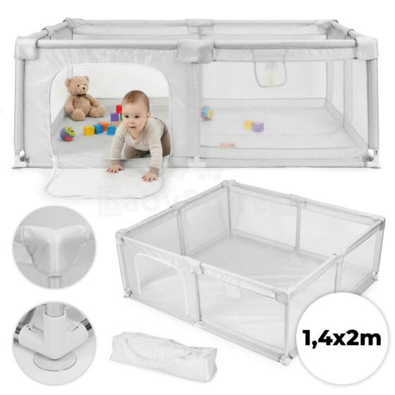 Bērnu spēļu laukums 140x200 cm Sauso bumbu bedre Spēļu zona Pelēka ar pārvadāšanas somu ECOTOYS
