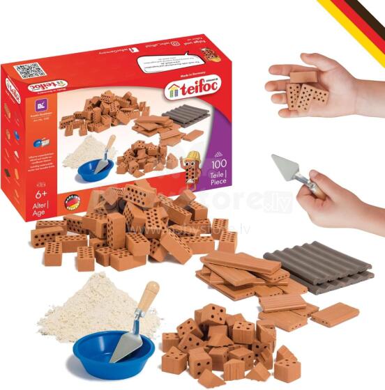 Teifoc Brick Tots Art.1530 Деревянный конструктор-кирпичики  Домик,130дет.