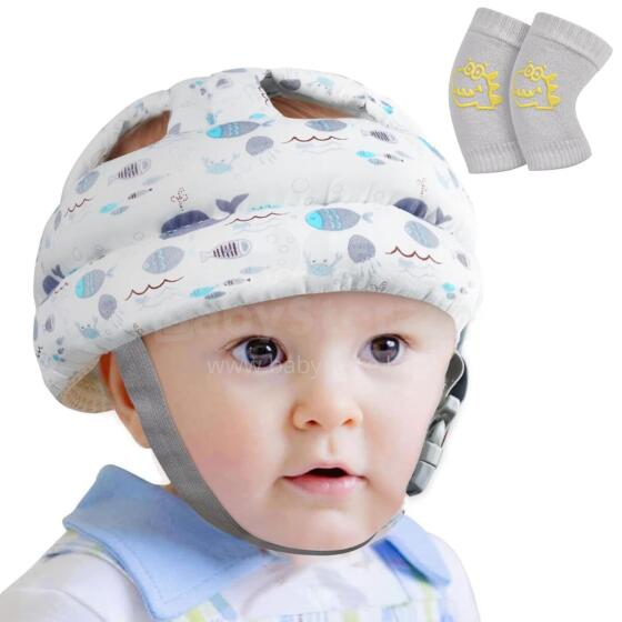 Home Company Kids Head Protection Art.273889 Grey Komplekts:Mazuļu aizsargcepurīte+ceļu aizsargi ar ABS