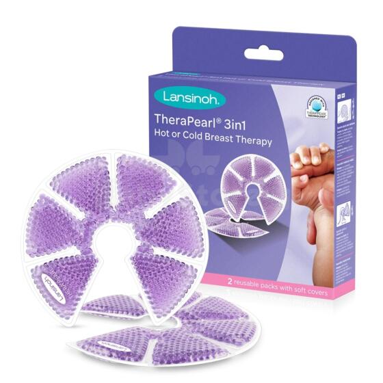 Lansinoh Thera°Pearl 3-in-1 Hot or Cold Breast Therapy Art.10400 Гелевые согревающие и охлаждающие подушечки для кормления грудью, 2 шт.,