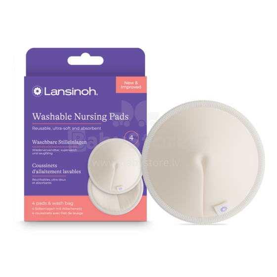 Lansinoh Washable Nursing Pads Art.20382 Vairākkārt lietojamie krūšu ielikņi 4gab
