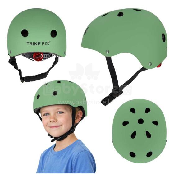 Ikonka Trike Fix Art.KX2813_3  bērnu velosipēdu ķivere regulējama LED M 55-58cm tumši zaļa