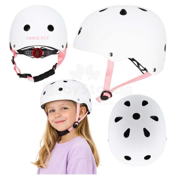 Ikonka Trike Fix Art.KX2814  bērnu velosipēdu ķivere regulējama LED S 48-54cm balta