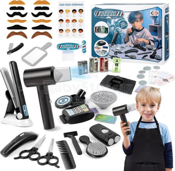 Hairdressing Set for Children Art.274435  Friziera komplekts ar matu fēnu, skuveklis, matu taisnotājs salonam, bērnu friziera soma