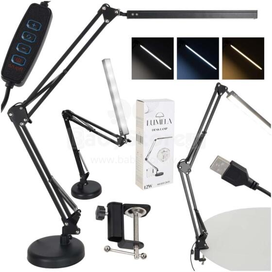 Ikonka Art.KX2988 LED galda lampa USB grozāmā roka 2 stiprinājuma metodes