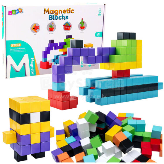 Magnetic Construction Blocks Cubes 3D Blocks Colorful 96 pcs.
