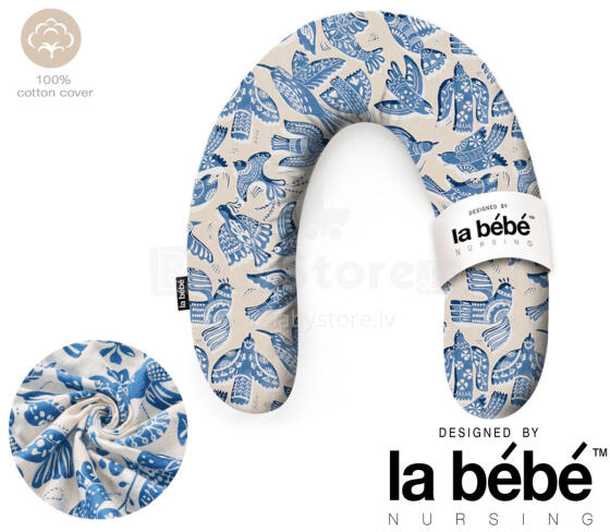 La Bebe™ Rich Maternity Pillow Art. 90612661 Nordic Birds. Pakaviņš (pakavs) mazuļa barošana, gulēšanai, pakaviņš grūtniecēm 30x104 cm