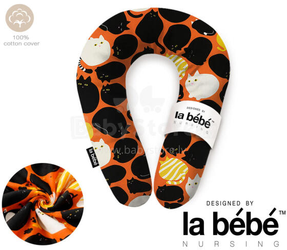 La Bebe™ Snug Maternity Pillow Art. 30579834 Nordic Cats. Подкова для сна / кормления малыша, 20x70 см