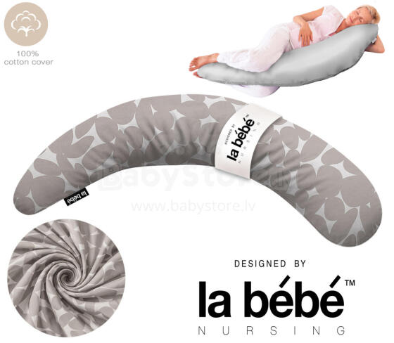 La Bebe™ Moon Cotton Maternity Pillow Art. 80579836 Nordic Pebbles. Liels spilvens grūtniecēm ar memory putām (īpaši mīksts un kluss pildījums, kas pielagojas ķermenim)