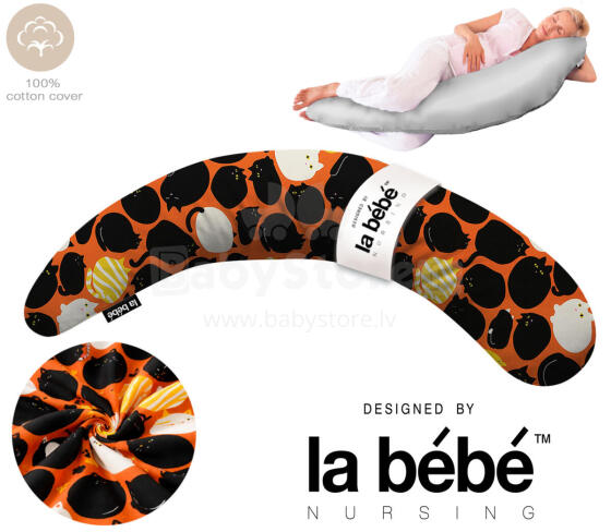 La Bebe™ Moon Cotton Maternity Pillow Art. 30579834 Nordic Cats. Liels spilvens grūtniecēm ar memory putām (īpaši mīksts un kluss pildījums, kas pielagojas ķermenim)