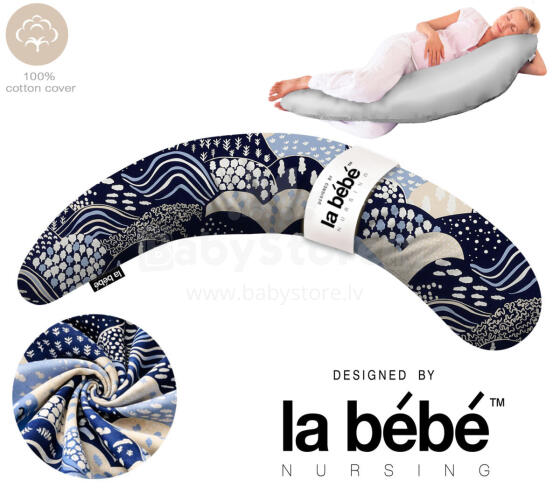 La Bebe™ Moon Cotton Maternity Pillow Art. 00608159 Nordic Hills. Liels spilvens grūtniecēm ar memory putām (īpaši mīksts un kluss pildījums, kas pielagojas ķermenim)