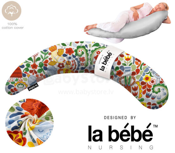 La Bebe™ Moon Cotton Maternity Pillow Art. 60608156 Nordic Bloom. Liels spilvens grūtniecēm ar memory putām (īpaši mīksts un kluss pildījums, kas pielagojas ķermenim)