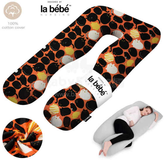 La Bebe™ Cushy Maternity Pillow Art. 30579834 Nordic Cats. Многофункциональная подушка для беременных и кормящих (U Shaped) , наполнение синтепон, 155x80cm