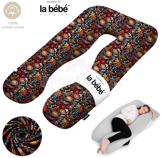 La Bebe™ Cushy Maternity Pillow Art. 40579838 Nordic Florals. Многофункциональная подушка для беременных и кормящих (U Shaped) , наполнение синтепон, 155x80cm