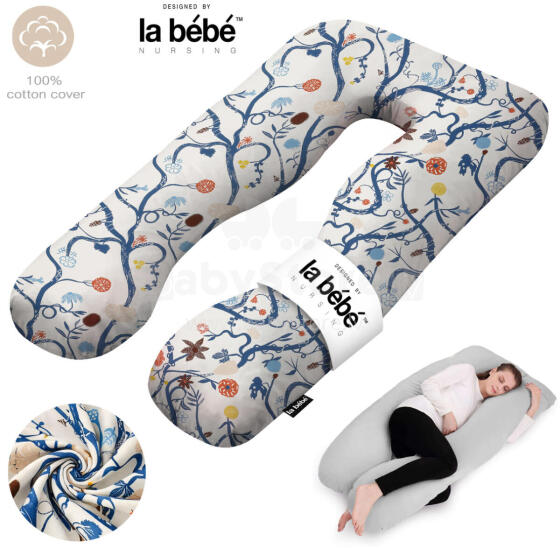 La Bebe™ Cushy Maternity Pillow Art. 50608147 Nordic Branches. Multifunctional Pregnancy Pillow (U-Shaped), Polyester Fiber Filling, 155×80 cm