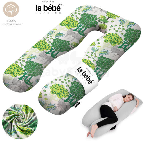 La Bebe™ Cushy Maternity Pillow Art. 20608166 Nordic Forest. Daudzfunkcionāls spilvens grūtniecēm (U Shaped), sintepona pildīšana, 155x80cm