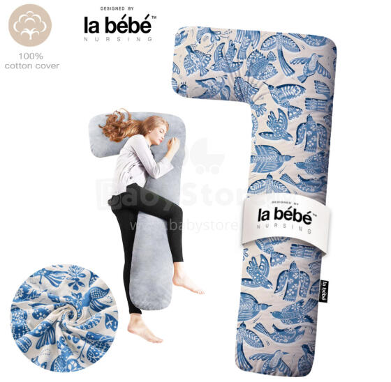 La Bebe™ Flopsy Pillow Art.90612661 Nordic Birds. Cotton Nursing Maternity Подушка для беременных и кормящих мам [2 хлопковых чехла], наполнение - синетепон, 180 см