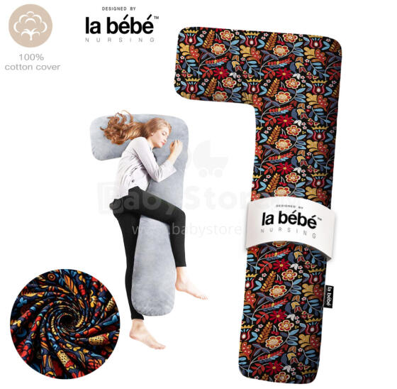 La Bebe™ Flopsy Pillow Art.40579838 Nordic Florals. Cotton Nursing Maternity grūtnieču pakaviņš spilvens ar pārvalku [2 pārvalki], sintepona pildīšana,180 см