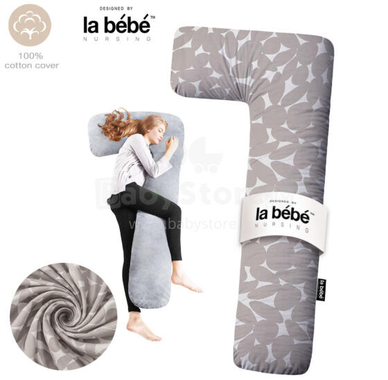 La Bebe™ Flopsy Pillow Art.80579836 Nordic Pebbles. Cotton Nursing Maternity grūtnieču pakaviņš spilvens ar pārvalku [2 pārvalki], sintepona pildīšana,180 см