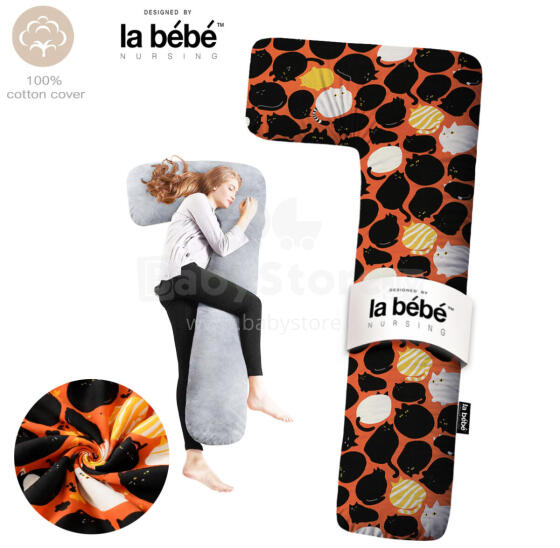 La Bebe™ Flopsy Memory Pillow Art.30579834 Nordic Cats. Cotton Nursing Maternity grūtnieču pakaviņš spilvens ar pārvalku [2 pārvalki], Memory foam pildīšana,180 см