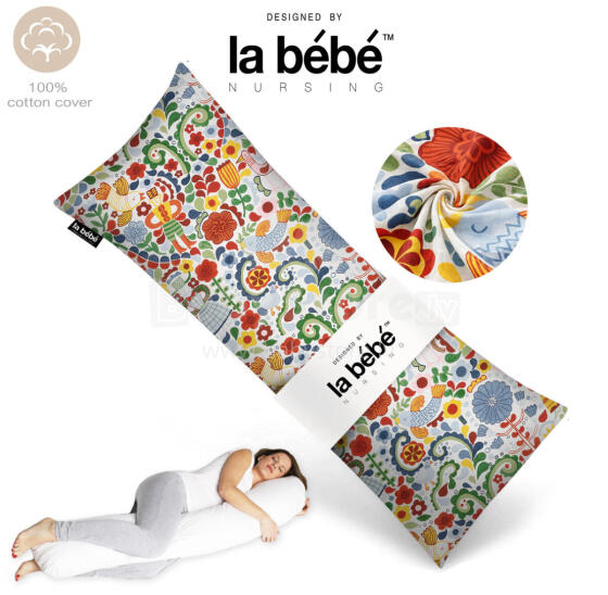 La Bebe™ Easy Maternity Pillow Art.60608156 Nordic Bloom.  Daudzfunkcionāls gulēšanas atbalsta spilvens ar sintepona (bumbiņsintepons) pildījums (īpaši mīksts un kluss) 135 x 40 cm