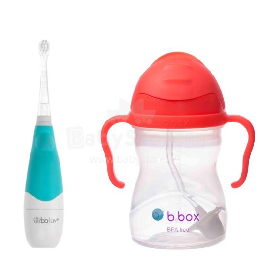 B.BOX 62382 Sonic zobu birstes komplekts bērniem + 240 ml ūdens pudele ar salmiņu arbūzs
