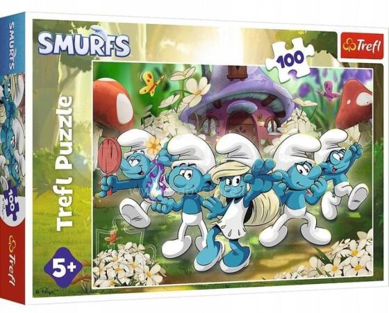 TREFL 16487 Puzzle 100 Meet the Smurfs