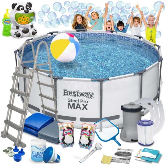 Bestway 56420 366 x 122 cm 18-in-1 rāmis baseins + burbuļu mašīna BEZMAKSAS