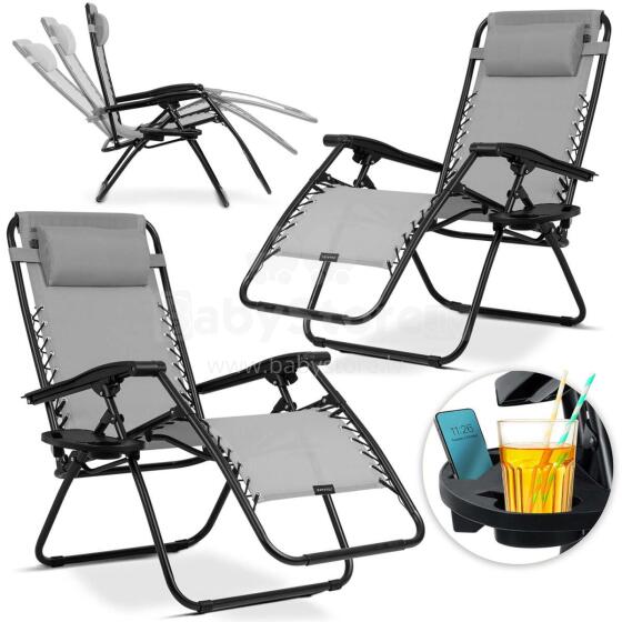 Folding garden lounger with cushion Sofotel ChillWell set of 2 gray