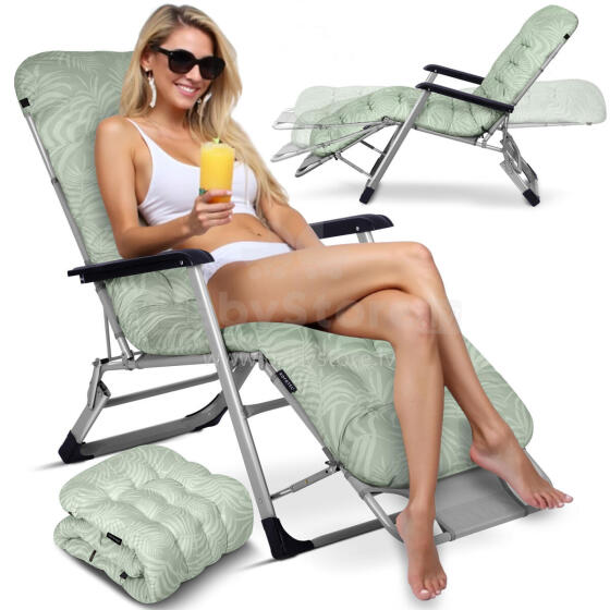 Folding garden lounger with cushion Sofotel ChillWell light green