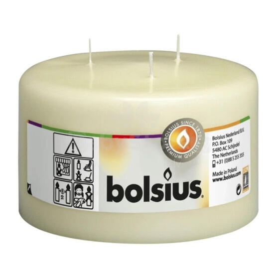 Svece cilindrs ar 3 degļiem Mamoth &Oslash;100x150mm bēša 
