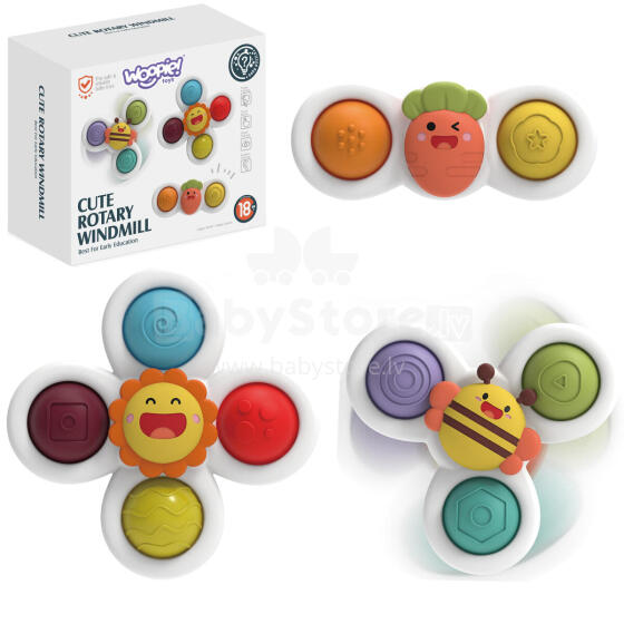 WOOPIE BABY Spinner 3in1 Sensory Educational Toy - 4 KOMPLEKTI
