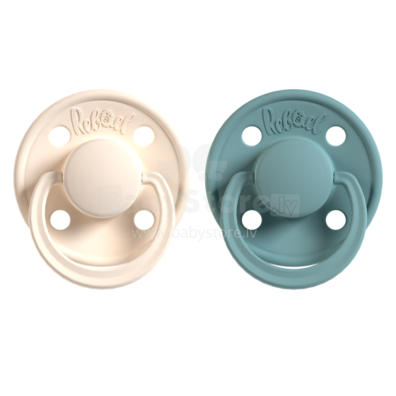 Rebael Round Latex Art.276198 Colour Mix  Apaļš māneklītis (knupītis) no 100% naturāla kaučuka no 0-6 mēn. (2 gb.)
