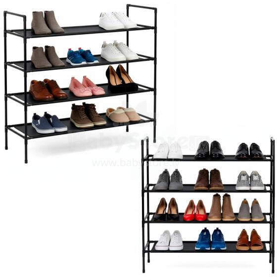 Shoe rack, 4-tier shoe rack, metal cabinet with shelves, 75x72x28 cm, black
