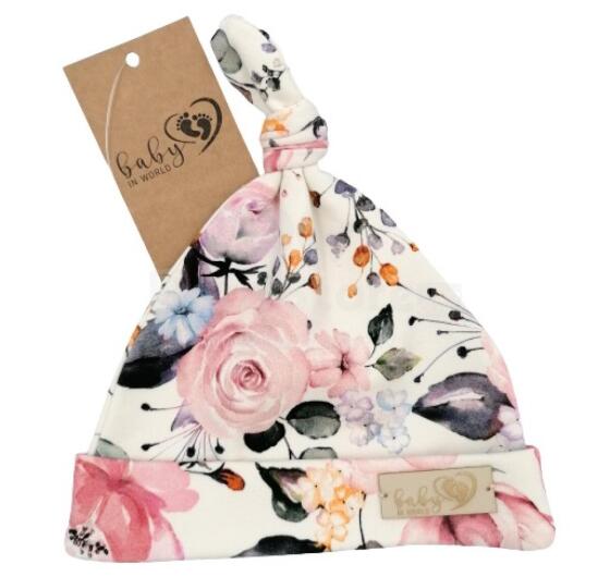 BABY 01088 Infant Hat Smurfette Pastel Roses 3-6m
