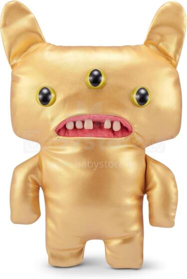 Fuggler Gold Fuggs 22 cm Plush Toy (Reeko - fully gold) by ZURU - Funny Ugly Monster Cuddly Toy with Human-like Teeth, Crazy Collectible for Kids, Teens