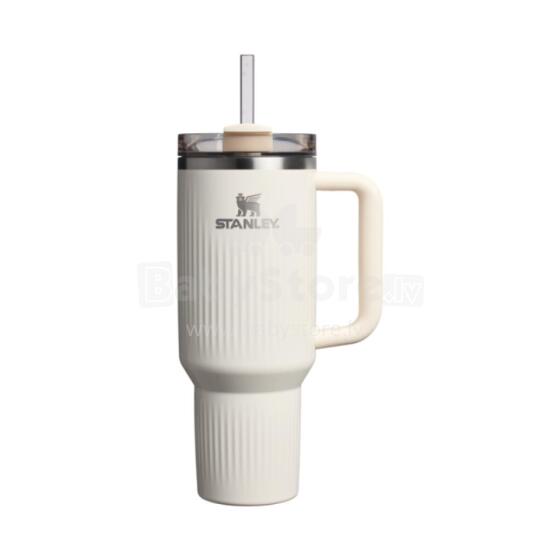 Термокружка с трубочкой The Quencher H2.0 Fluted Tumbler 1,18 л в глянцевом кремовом цвете