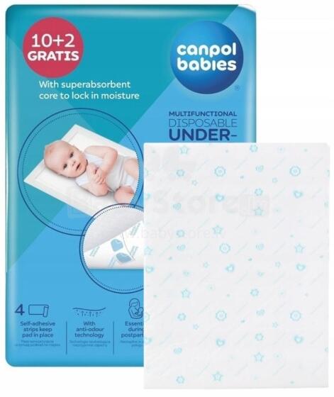 CANPOL 78/002new2 Multifunctional Hygiene Pads 90x60 with Adhesive 12pcs.